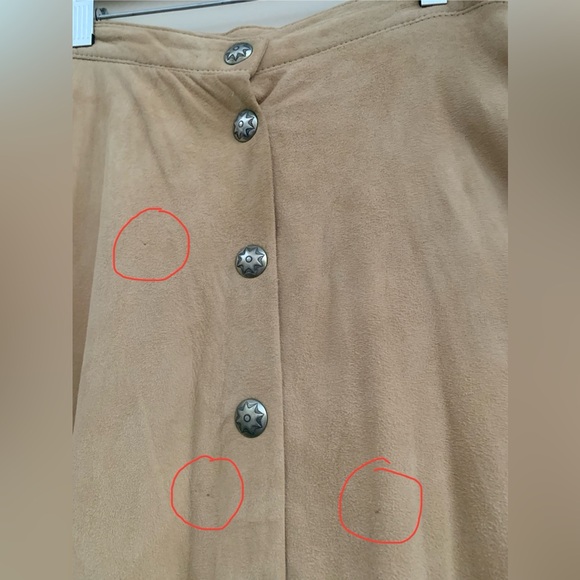 Patricia Wolf tan suede painted fringe maxi skirt   Size 8 - Picture 11 of 13